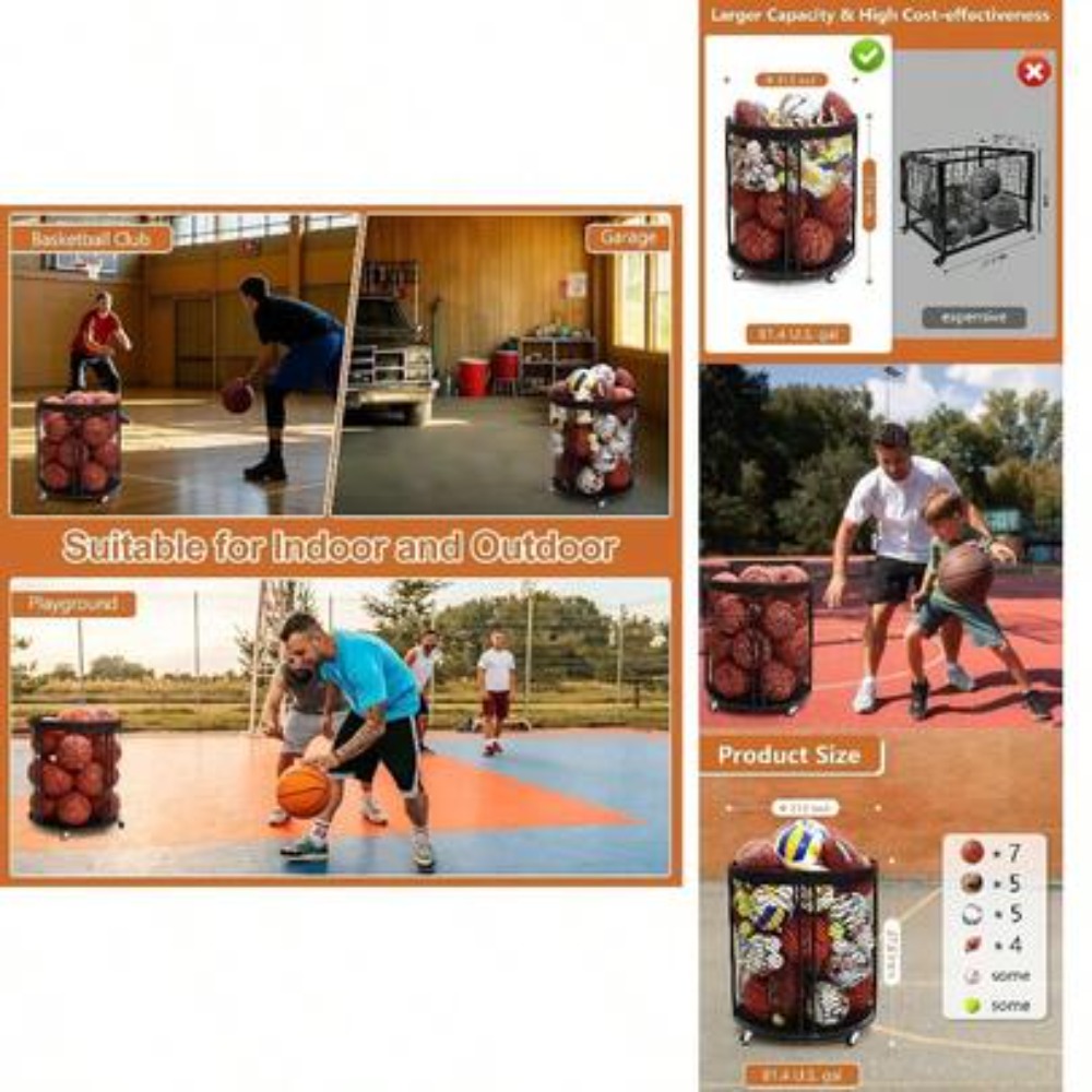 Sports Equipment For Volleyball - Schwerlast-Ballaufbewahrungswagen für Fußball, Basketball, Volleyball, American