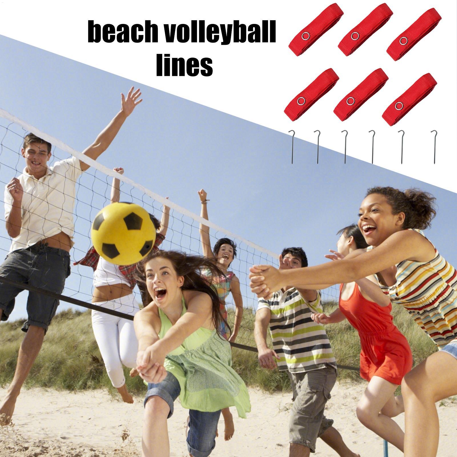 Sports Equipment For Volleyball - 6x Beach-Volleyball-Linienmarkierungssystem, tragbar, 8 m lang,